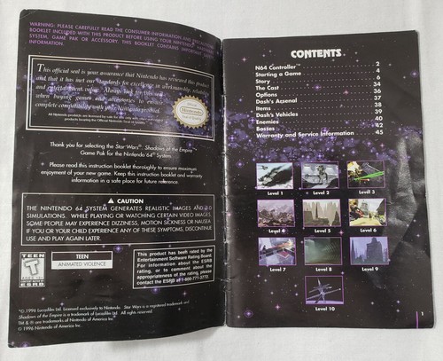 Star Wars Shadows Empire N64 AUTHENTIC Instruction Manual Nintendo 64 StarWars - Picture 4 of 7