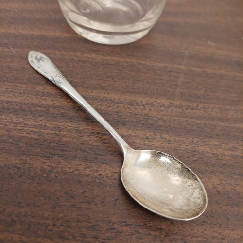 Cucchiaio da zucchero vintage Amston argento sterling 5 3/8" e coperchio in vetro zuccheriera - Foto 9 di 11