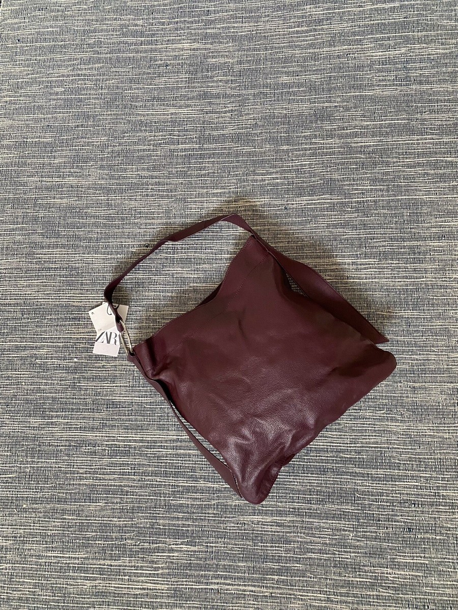 Zara Burgundy Real Grained Leather Maxi Buckle Large