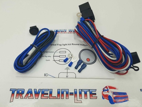 Universal Fog Light Wiring Kit & Led Switch Fog Lamps Pre Wired (Round Switch) - Picture 2 of 2