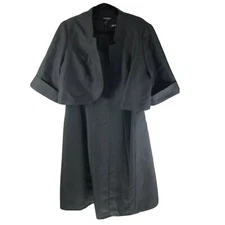 Roamans Set Outfit A Line Dress Jacket Sleeveless Scoop Neck Black Size 18W