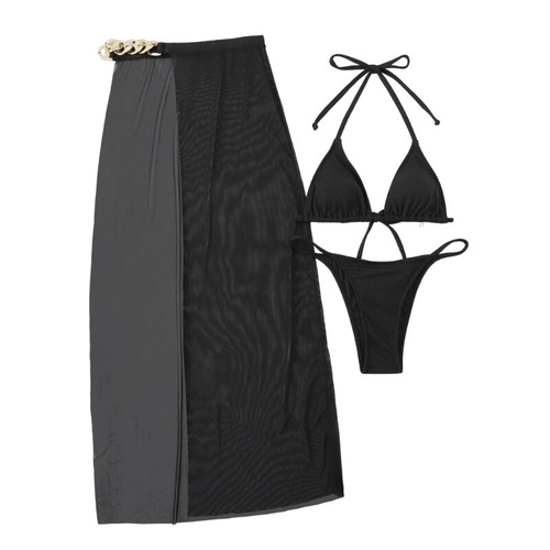 Female Backless Bathing Suit Womens Up Swimwear 3 Pieces Swimsuits Beachwear - Picture 9 of 11