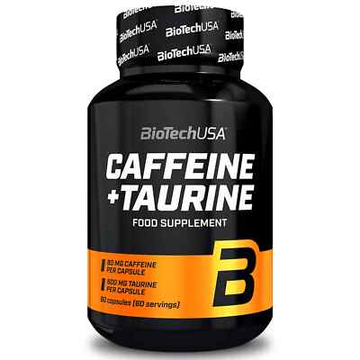 CAFFEINE + TAURINE - 60 Capsules - Energy Focus Concentration Booster Endurance
