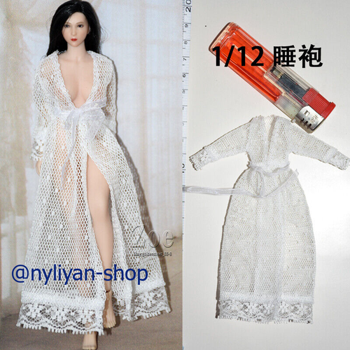 1/12 White Nightgown Mesh Underwear Clothes Fit 6" Female PH TBL Figure Body Toy - 第 2/6 張圖片