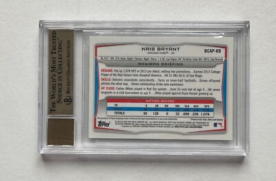 2014 Bowman Chrome Prospects Auto #Kris Bryant RC BGS 9.5/10
