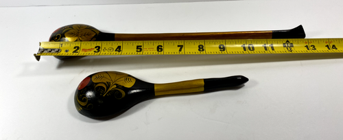 Set of 4 Vintage Khokhloma Wooden Spoons Hand Painted Russian Lacquer - Picture 14 of 24