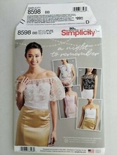 8598 Simplicity, Misses'/Women's Top, Corset Tops and Over the Shoulder Ruffle
