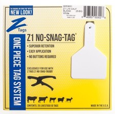 Z Tag Blank Calf ID tag, White, long neck, 25/pack