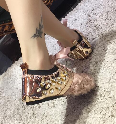 Donna Pelle Furry Furry Furry Shaggy Round Toe Loafers Rhinestones Flats Oxfords Shoe F53 24cbd1 Donna Pelle Furry Furry Furry Shaggy Round Toe Loafers Rhinestones Flats Oxfords Shoe F53 24cbd1