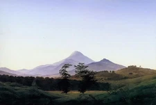 Oil painting caspar david friedrich - beautiful bohemian landscape & mountains
