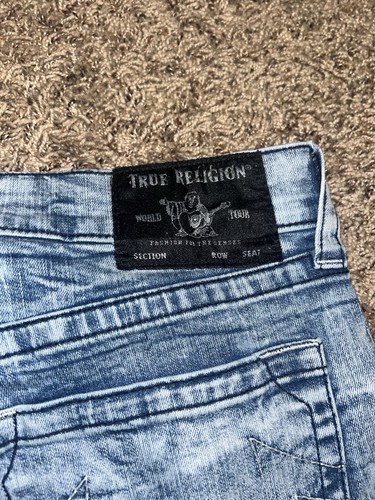 True Religion Geno Jeans Acid Wash Relaxed Slim Mens Size 38/34 Blue - Picture 5 of 5