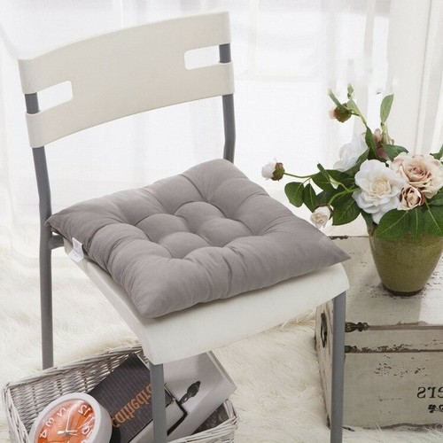 Stuhl Sitzauflagen Garten Esszimmer Terrasse Haus Outdoor Krawattenkissen Eckig Grau Neu - Bild 2 von 7