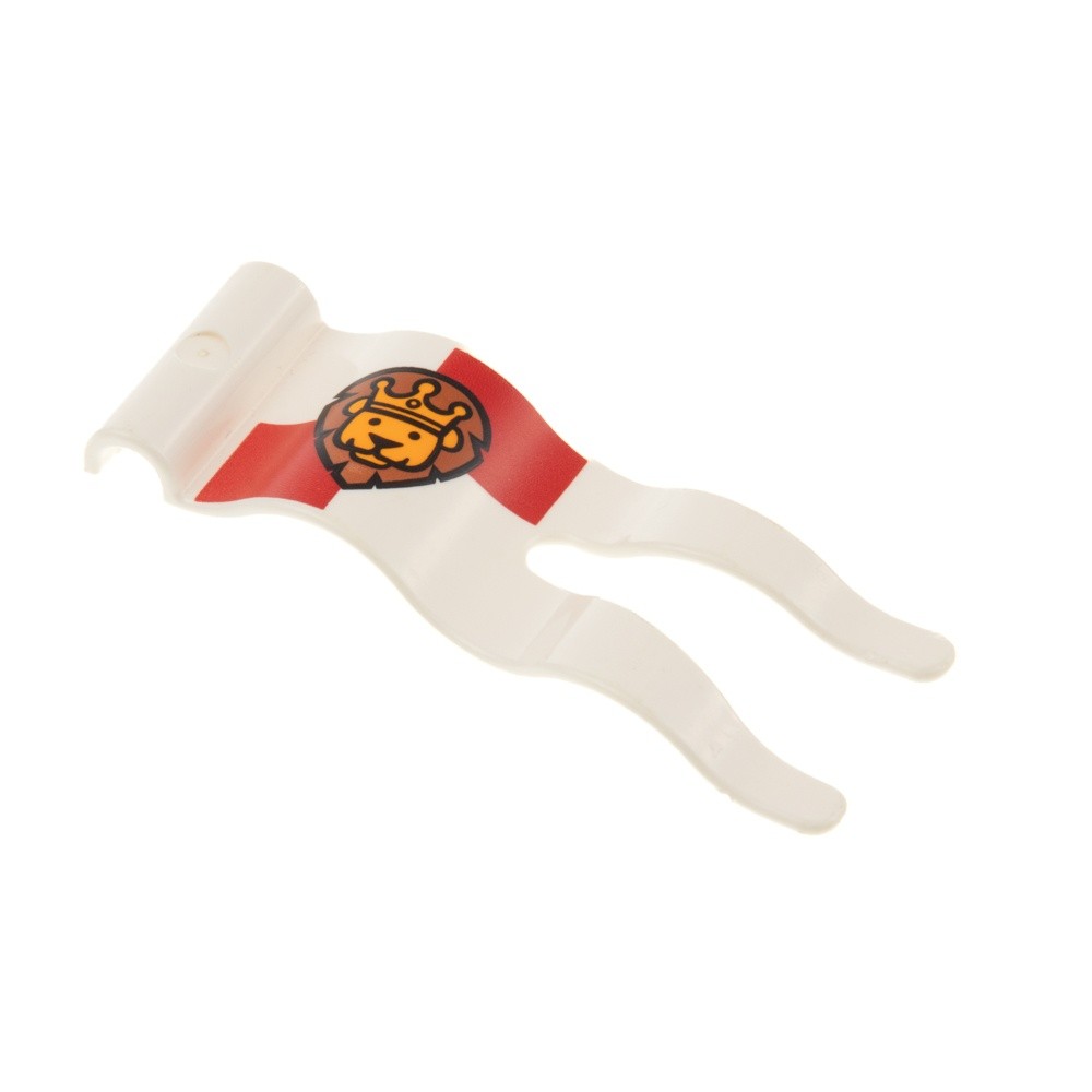 1X Lego Duplo Flag 2X5 White Wavy Banner Without Slots Lion Crown 15793PB03