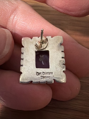Colgante y pendientes colgantes Carl Quintana Navajo de plata esterlina amatista púrpura de 2" - Imagen 6 de 9