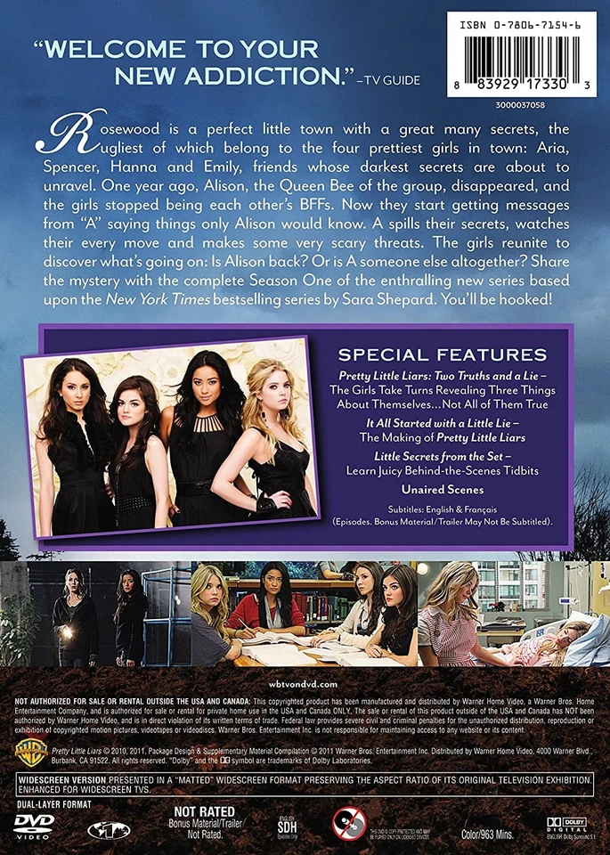 Pretty Little Liars: Season 1 (DVD) Holly Marie Combs Lucy Hale Chad Lowe - Image 3 of 3