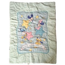 Vtg Disney Babies Blanket Quilt Crib Comforter Twinkle Little Star Gingham 40x30