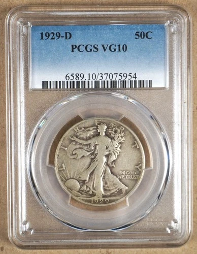1929-D WALKING LIBERTY HALF DOLLAR PCGS VG10 707954