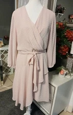 Nanette Lepore Sheer Pink Long Sleeve Belted Dress Size 12