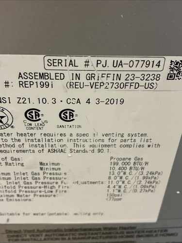 Rinnai REP199i Tankless Water Heater - Picture 6 of 8
