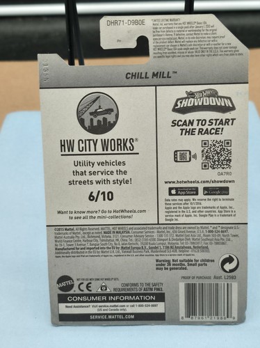 2016 Hot Wheels HW City Works #6/10, Chill Mill, Light Blue, Collector #171/250 - Picture 2 of 2