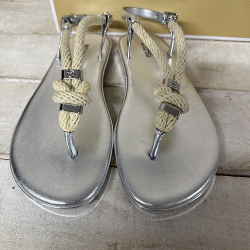 Michael Kors Holly Jelly Rope Sandal Silver Size 7 New in Box Fast Shipping - Picture 3 of 15