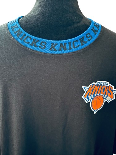 NEW YORK KNICKS Shirt Men’s LARGE Black Blue Short Sleeve NBA Basketball NWT - Picture 3 of 11