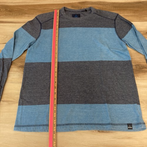 Prana Pullover Herren Medium Langarm Rundhals blau grau gestreift Freizeit - Bild 5 von 10