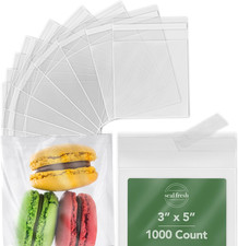 3 X 5 Inch Cellophane Bags 1000 Pack Clear Self-Sealing Resealable Treat Bags