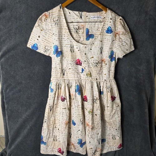 Black Friday Dress Womens Size 12  Anthology  White A-Line Cotton Pockets