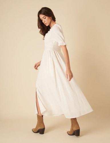 Nobody's Child White Flossie Short Sleeve Midaxi Dress - UK 12 PETITE - BNWT - Picture 4 of 9