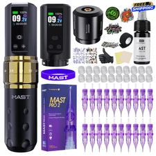 Mast Fold 2 Pro Rotary Tattoo Machine Kit 7 Stroke 2.4-4.2mm Battery 2000mAh PMU