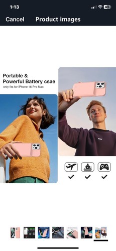 iPhone 16 pro 8500 mAh Pink Charging Case AMAZON RETAIL $31 - Picture 7 of 10