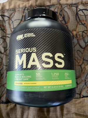 #ad 6lbs Optimum Nutrition Serious Mass High Protein Muscle Building Banana BB: 9 26 $35.77