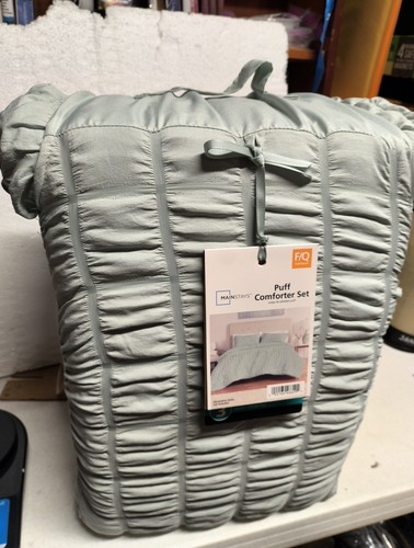 Mainstays 3-PC Puffy Comforter Set - Washed Stone Gray, Soft & Versatile Bedding - Picture 3 of 5