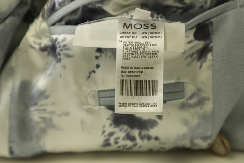 Moss Men Blazer Grey 42S Slim Fit Double-Breasted Recycled Polyester - Picture 4 of 10