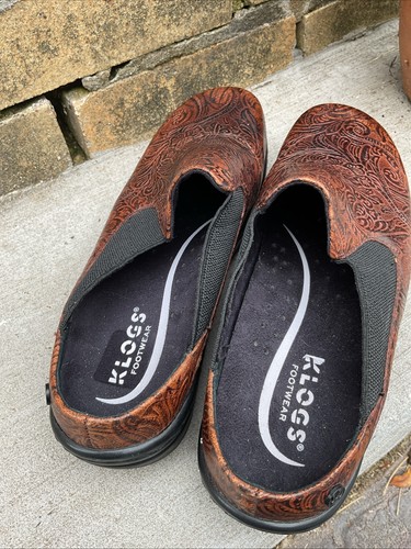Klogs Sail 10M Damen rutschfester Clog Schuh braun Blumenmuster Leder - Bild 6 von 7