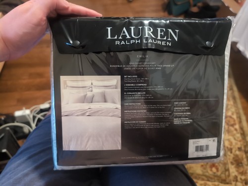 RALPH LAUREN Emilia Tonal Medallion Duvet Cover 3Pc Set King Grey - Picture 3 of 4