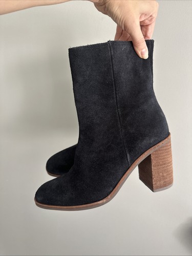 Botines de cuero LUCKY BRAND 7.5 para mujer negros pinlope punta almendra tacón bloque - Imagen 4 de 9