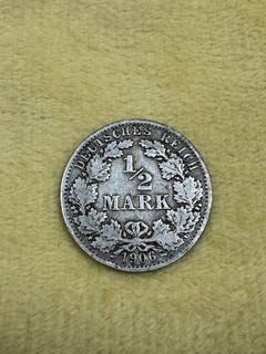 Deutsches Kaiserreich 1/2 Mark 1906 A Silber Original