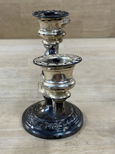 Vintage Silver Plate CANDLE HOLDER 3 Candelabra Crystal Ball MARKED 213 WM R - Picture 11 of 22