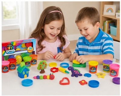 30-Piece Super Soft Modeling Compound Rainbow Softee Dough Non-Toxic 18 Colors