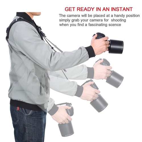 Double Shoulder Camera Strap Harness Quick Release Adjustable Dual Camera Tet... - Picture 3 of 6