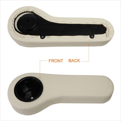 For EZGO/Club Car/Yamaha Golf Carts Tan Vinyl Rear Seat Arm Rest w/Cup Holder - Picture 3 of 5