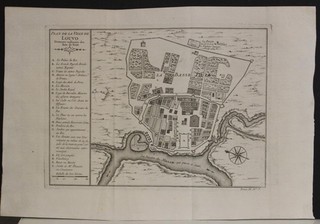 LOPBURI (LOUVO) THAILAND 1752 BELLIN UNUSUAL ANTIQUE COPPER ENGRAVED CITY MAP