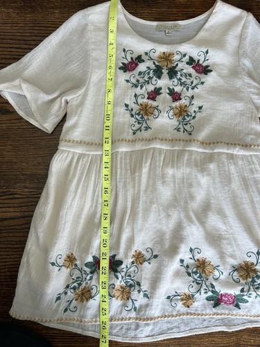 Bluse Polagramm elfenbeinfarben Blumen bestickt Damen Größe Small Shirt Boho Sommer " - Bild 14 von 14