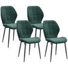 Emerald Green Flannel Dining Chairs Set of 4, 47x57x85cm, Modern Style