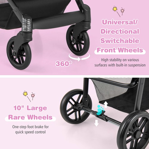 2 In 1 Foldable Baby Stroller Kids Travel Newborn Infant Buggy Pushchair Black - Picture 7 of 7