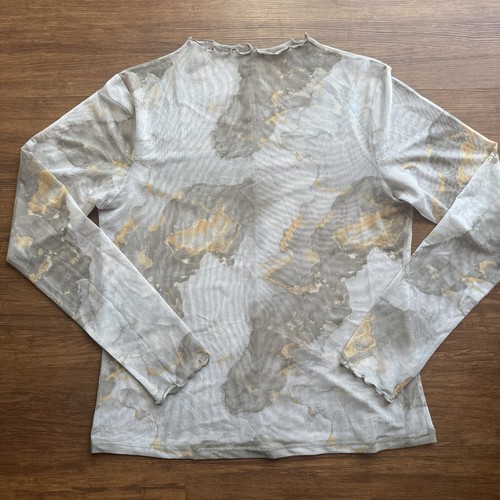 Y2K Mesh Langarm Top Damen XL transparent Fee Grunge Festival Club sexy grau - Bild 2 von 11