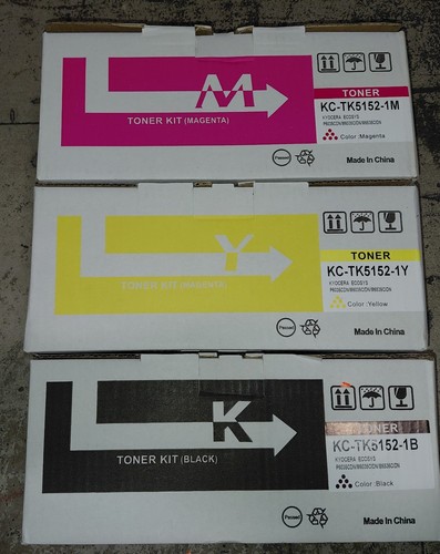 (3) Compatible Kyocera Toner Cartridges KC-TK5152 Black Yellow Magenta 12/2026 - 第 1/2 張圖片