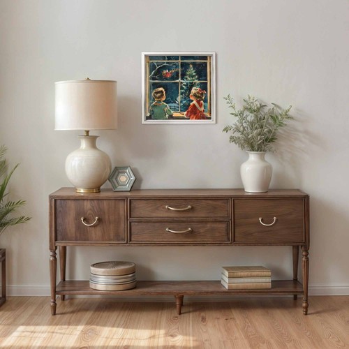 Creative Products Vintage Christmas Window Scene 16 x 16 White Framed Print - Picture 5 of 5